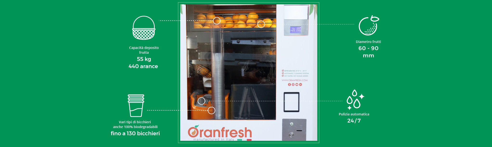 Vending - Distributore succo d'arancia fresco - OR 130 - Oranfresh